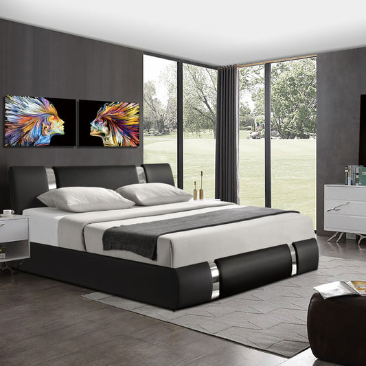Black Queen Bed with Chrome Details: Elegance and Modernity in Your Bedroom