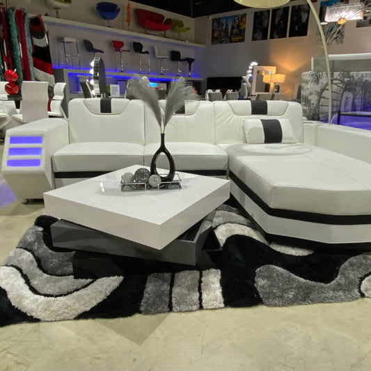 Boa Sectional Combo with Coffee Table and Rug (Right or Left) (White and Grey)