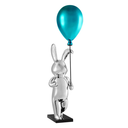 CHROME BUNNY BLUE BALLOON