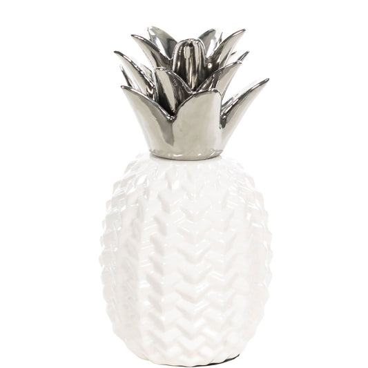 Dining Table Centerpiece: (White & Silver Pineapple)