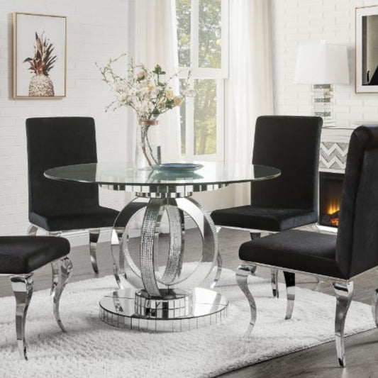 Modern Round Dining Table Ornat: (Faux Square Diamonds)