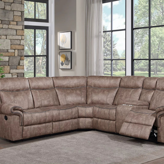 Dollum Sectional Sofa: (Two Tone Chocolate Velvet)