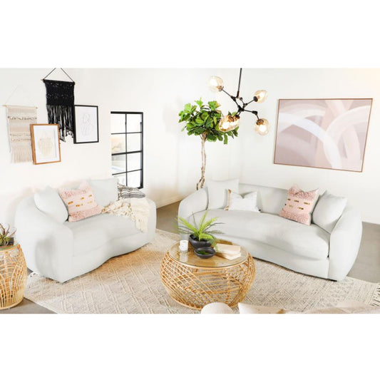 Living Room Set (Isabella) Upholstered with a 2-piece Tight Back (White Color)