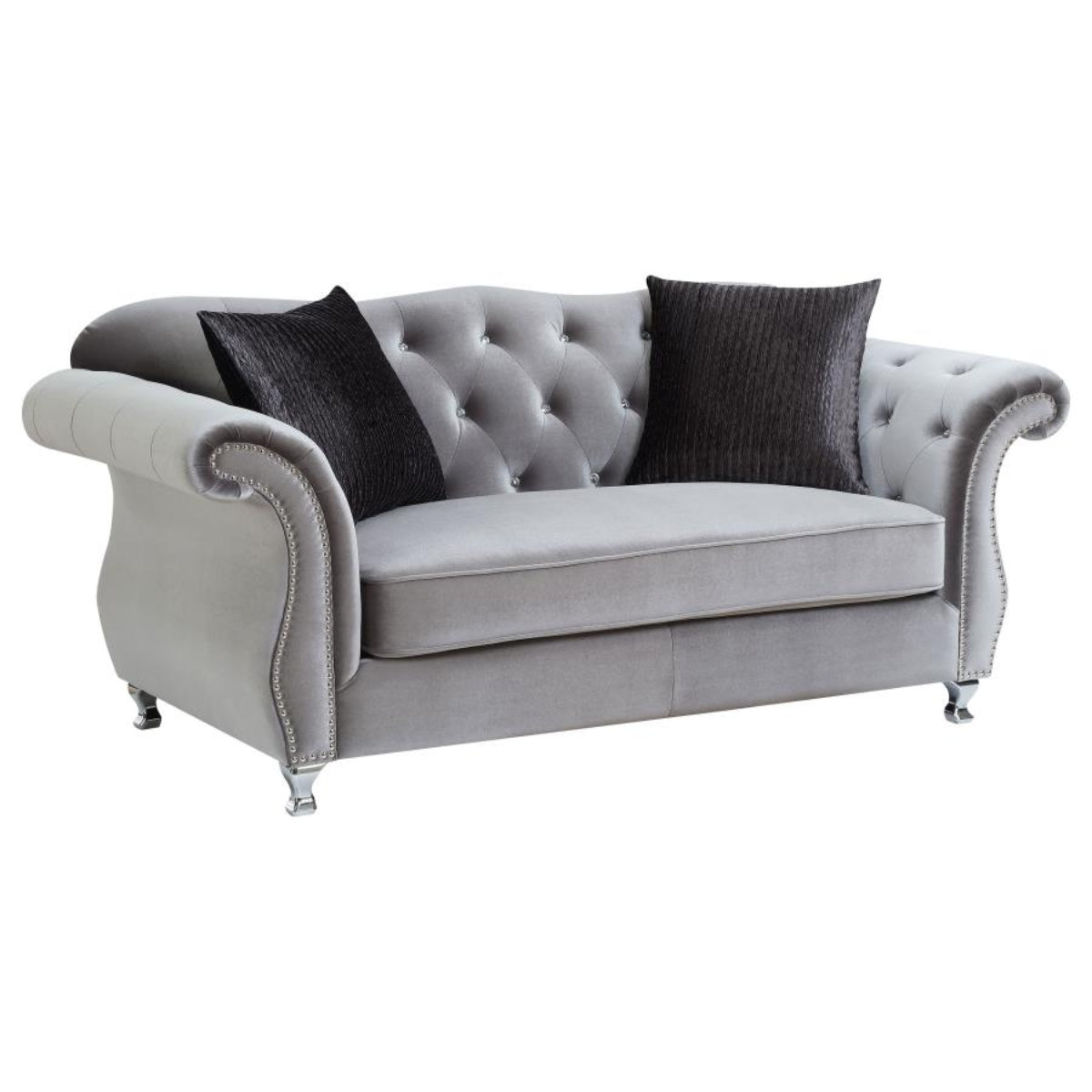 Living Room Set (Sofa and Loveseat) in Silver