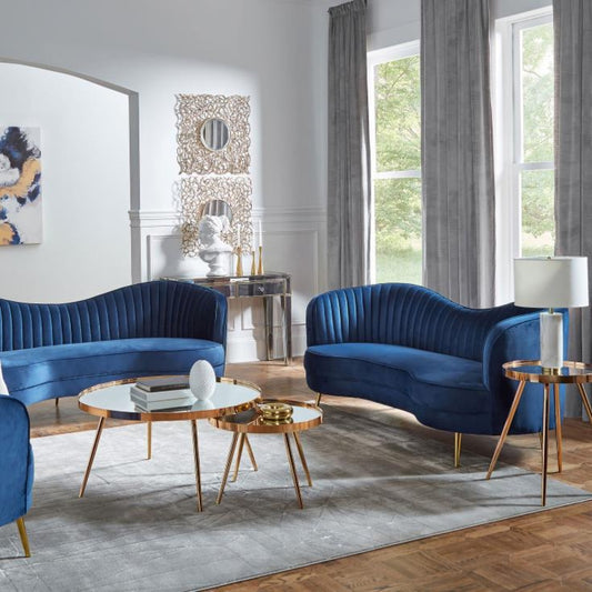 Living Room Set (Sofa and Loveseat) in Blue
