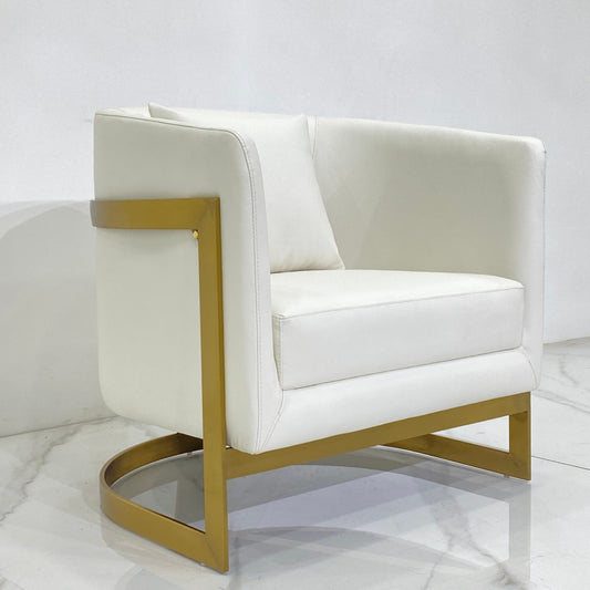 Luxury Gold Stainless Steel Accent Chair PU Upholster V Shaped Lounge Chair For Home Hotel