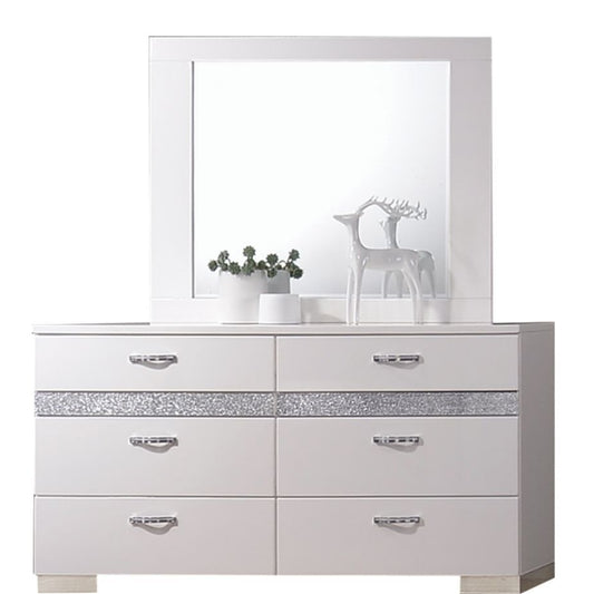 Naima II Dresser: (White High Gloss Finish)