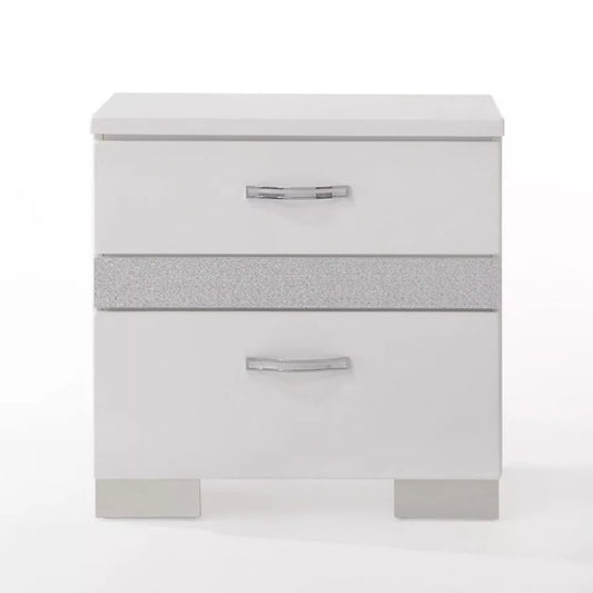 Naima II Nightstand: (White High Gloss Finish)