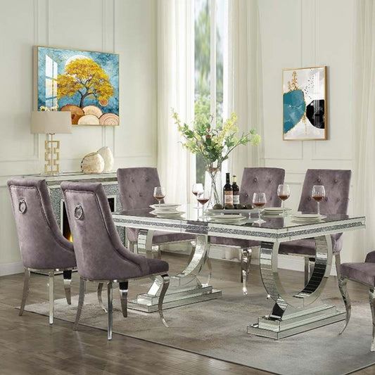 Noralie Dining Table: (Mirrored & Faux Diamonds)