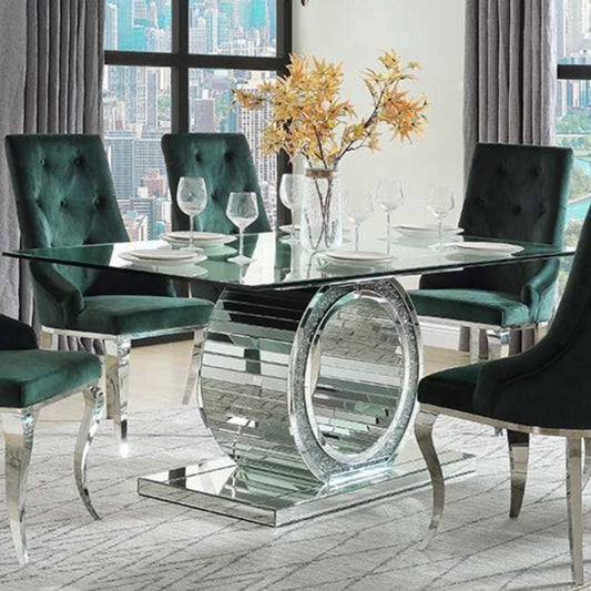 Noralie Dining Table: (Mirrored & Faux Diamonds)