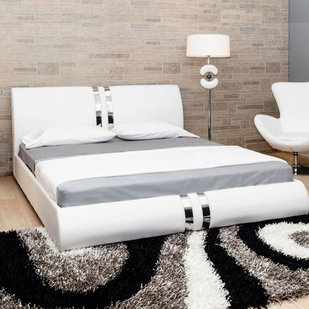 Beautiful Queen PU Bed with Chrome Details