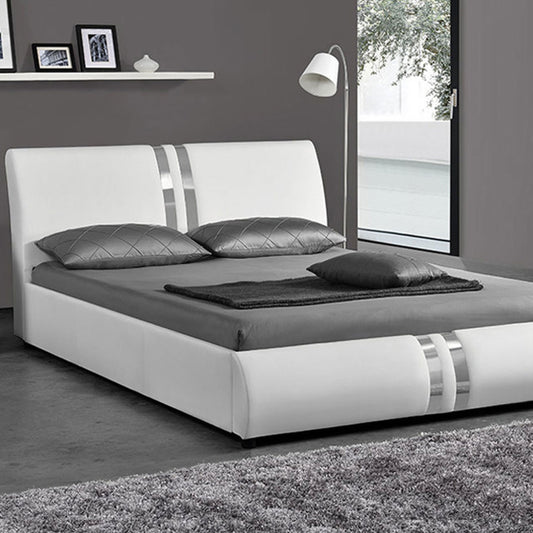 Beautiful Queen PU Bed with Chrome Details