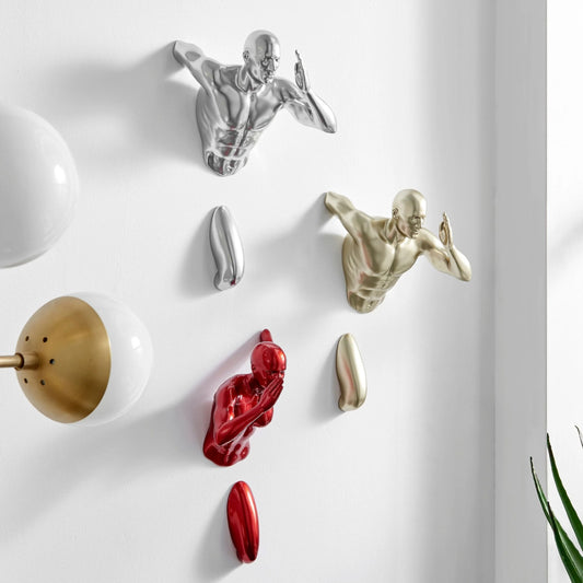 Wall Runners Sculpture: (Metallic Red, Golden, Chrome)