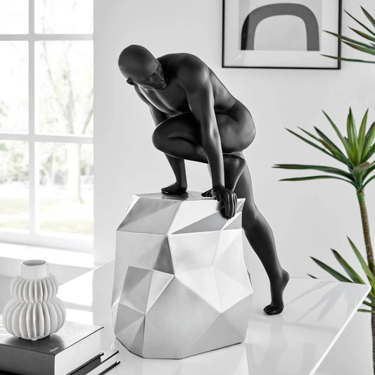 Sensuality Man Sculpture: (Matte Black and Chrome)