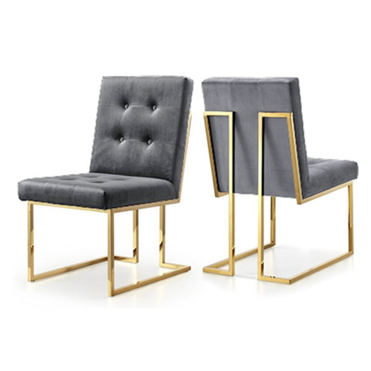 Taylor Velvet Dining Chair (Grey-Gold)