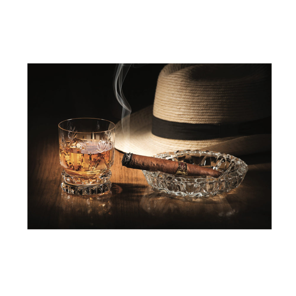 Wall Art with Image of Cuban Tobacco, Whiskey Glass, and Hat (Acrylic or Tempered Glass)