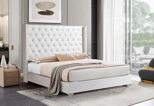 KING BED WHITE W/ DIAMOND