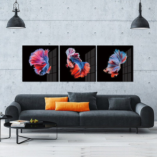 PICTURE Siamese Fighting Fish in Tempered Glass